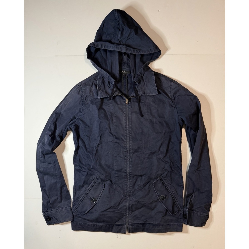 A.P.C. Vintage APC Hooded Parka Jacket Faded  Navy Blue Size Small